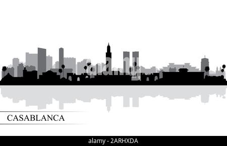 Silhouette der Skyline von Casablanca Hintergrund Illustration Stockfoto