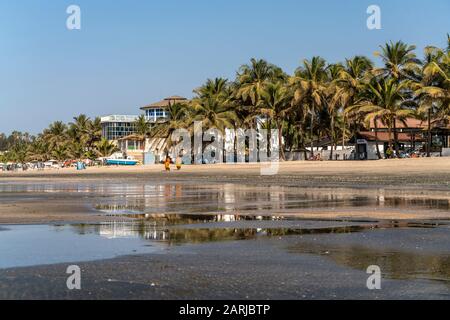 Der breite Strand von Kotu bei Ebbe, Kotu, Kanifing, Serekunda, Gambia, Westafrika, Broad Kotu Beach bei Ebbe, Kotu, Kanifing, Serekunda, Gambia Stockfoto