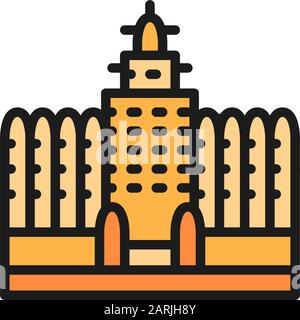 Sudano Sahelian Architecture in Mali Flat Color Line Icon. Stock Vektor