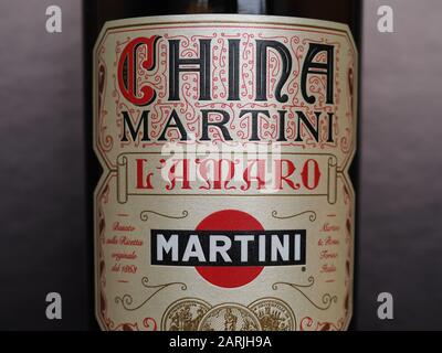 Turin, ITALIEN - CIRCA DEZEMBER 2019: Martini-Flasche Stockfoto