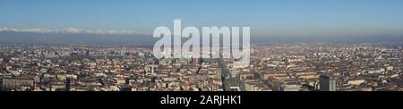 Großer Panoramablick auf die Stadt Turin, Italien Stockfoto