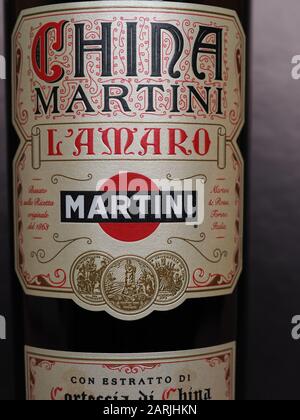 Turin, ITALIEN - CIRCA DEZEMBER 2019: Martini-Flasche Stockfoto
