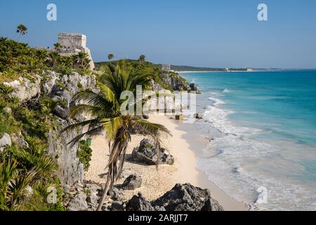 Tulum Maya-Ruinen, Riviera Maya, Mexiko. Stockfoto