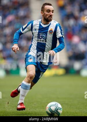 Barcelona, SPANIEN - 24. JANUAR: Sergi Darder vom RCD Espanyol während des Liga-Spiels zwischen RCD Espanyol und dem FC Barcelona im RCD-Stadion am 24. Januar, Stockfoto