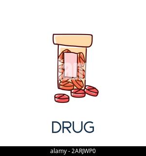Medikamente Medikamente Medikamente minimalistisch aus Linie Hand gezeichnet Arzt flach Symbol Illustration Stock Vektor