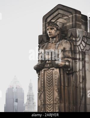 Wächter der Verkehrsstatue in Cleveland Ohio Stockfoto