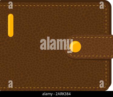 Braune, realistische Ledertasche für Geld. Vector Cash Geldbörse isolierte Illustration Stock Vektor