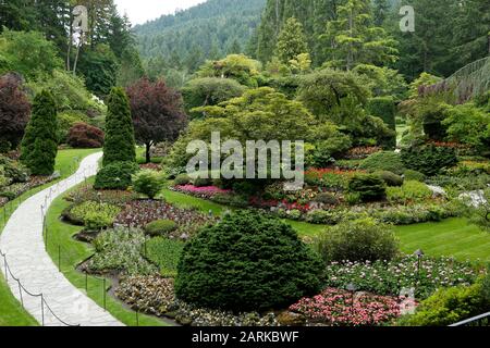 Der Versunkene Garten in den Butchart Gardens Stockfoto