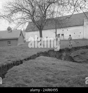 Erdrutsche in der belgischen Gemeinde Zichen-Zussen-Bolder, Datum der Absenkung: 5. April 1966 Stichwörter: Erstickung, Gemeinden Stockfoto