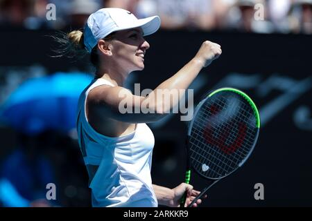 Melbourne, Australien. Januar 2020. Der Rumänien-Konzern SIMANA Halep besiegte Anet Kontaveit aus Estland., am 29. Januar 2020 im Melbourne Park, Melbourne, Australien. Foto von Peter Dovgan. Kredit: UK Sports Pics Ltd/Alamy Live News Stockfoto