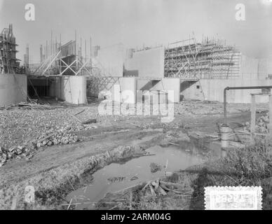 Zuiderzee Works, Bau der Pumpstation Wortman Datum: 20. November 1954 Standort: Flevoland, Lelystad Schlüsselwörter: Hydraulikanlagen Stockfoto