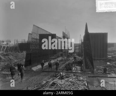 Zuiderzee arbeitet im Bauwesen Pumping Wortman, Verlängerungsschloß Datum: 20. November 1954 Standort: Flevoland, Lelystad Schlüsselwörter: Hydraulikanlagen Stockfoto