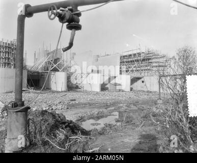 Zuiderzee Works, Bau der Pumpstation Wortman Datum: 20. November 1954 Standort: Flevoland, Lelystad Schlüsselwörter: Hydraulikanlagen Stockfoto