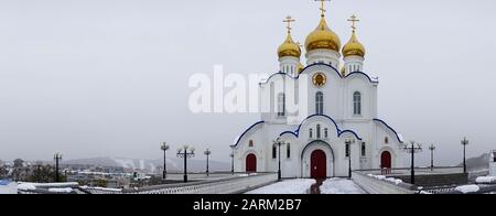 Russisch-Orthodoxe Kathedrale - Petropawlowsk-Kamtschatsky, Russland. Stockfoto