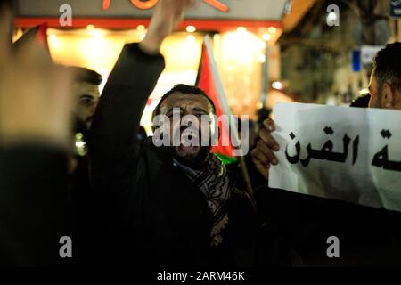 Gaza, Palästina. Januar 2020. Palästinenser protestieren im Jabalia-Lager gegen Ein Jahrhundert. (Foto von Ramez Habboub/Pacific Press) Credit: Pacific Press Agency/Alamy Live News Stockfoto