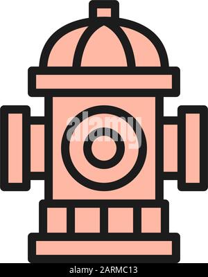Brandhydrant, Flachband-Symbol für Löschanlagen. Stock Vektor