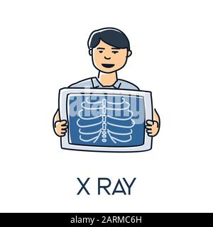 Röntgenbild minimalistischer, handgezeichneter, flacher Symbole für Ärzte Stock Vektor