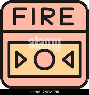 Brandmeldesystem, Symbol für flache Knopflinie. Stock Vektor
