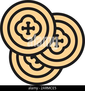 Gekreuzte Piratensäbel, Schwerter, Waffen-Flat-Farben-Symbol. Stock Vektor