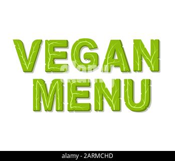 Vegan-Menü-Designvorlage mit Platz für Ihren Text. Posterdesign mit pflanzlichem Salat. Isolierte Vektorgrafiken auf weißem Hintergrund. Stock Vektor