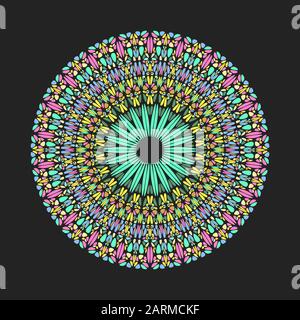 Abstrakte runde bunt dekorierte Kies Ziermandala - geometrische ornamentale Vektorgrafik Stock Vektor