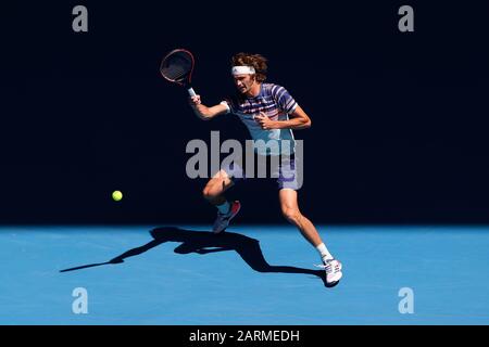 Melbourne, Australien. Januar 2020. Alexander Zverev aus Deutschland besiegte am 29. Januar 2020 Stan Wawrinka aus der Schweiz. In Melbourne Park, Melbourne, Australien. Foto von Peter Dovgan. Kredit: UK Sports Pics Ltd/Alamy Live News Stockfoto