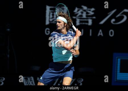 Melbourne, Australien. Januar 2020. Alexander Zverev aus Deutschland besiegte am 29. Januar 2020 Stan Wawrinka aus der Schweiz. In Melbourne Park, Melbourne, Australien. Foto von Peter Dovgan. Kredit: UK Sports Pics Ltd/Alamy Live News Stockfoto