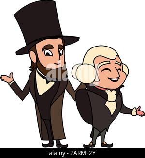 Cartoon der Präsidenten george washington und abraham lincoln, president Day Vector Illustration Design Stock Vektor