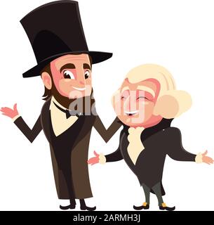 Cartoon der Präsidenten george washington und abraham lincoln, president Day Vector Illustration Design Stock Vektor