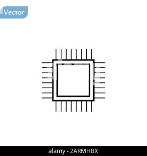 CPU, Prozessorliniensymbol, Konturvektor-Vorzeichen, auf Weiß isoliertes lineares Piktogramm. Symbol, Logo-Abbildung. Bearbeitbarer Strich. Pixel perfekt Stock Vektor