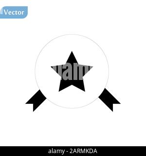 Vergeben Sie einfach das Medaillen-Abzeichen mit Sternsymbol. Zertifikat ui-Symbol. Mit dem Piktogramm "Farbbänder" die Premium-Qualität abstempeln. Benutzeroberflächenschild für Erstplatzbeschriftung Stock Vektor