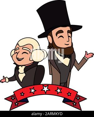 Cartoon der Präsidenten george washington und abraham lincoln, president Day Vector Illustration Design Stock Vektor