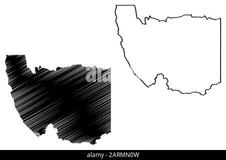 Karas Region (Regionen von Namibia, Republik Namibia) Karte Vektor-illustration, kritzeln Skizze Karas Karte Stock Vektor