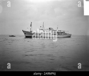 Aufgabe: Zaandlandse testvaart ms Aida III Datum: 22. Dezember 1961 Schlüsselwörter: Schiffe Name Der Einrichtung: Aida III Stockfoto