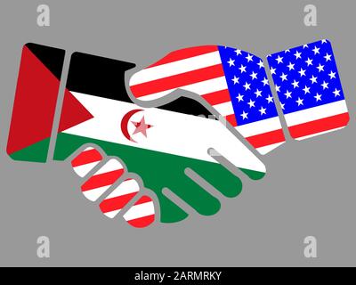 Sahrawi Arab Democratic Republic und USA Flaggen Handshake Vektor Stock Vektor