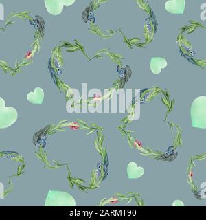 Nahtloses Muster mit Blumenherzen. Valentinstag Stockfoto