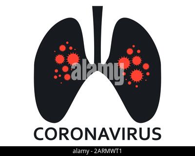 Coronavirus 2019-nCoV, Atemsyndrom im mittleren Osten. Virusinfizierte Lunge. Vektorgrafiken Stock Vektor