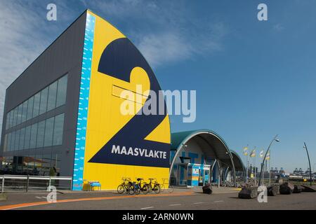 Niederlande, Rotterdam - 30. Juli 2019; Futureland das Besucherzentrum für Maasvlakte 2, von dem aus Ausflüge zum Hafen von Rotterdam und durchgeführt werden Stockfoto