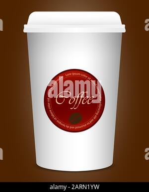Vektorgrafiken. Realistische Kaffeetasse aus Papier. Stock Vektor