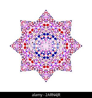 Abstrakt isoliertes Blumenmosaik Schmuckstern-Symbolvorlage - geometrisches ornamentales Vektorelement Stock Vektor