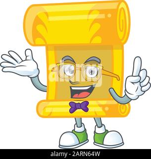 Cartoon-Charakter von Geek chinese Gold Scroll-Design Stock Vektor