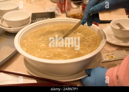 Chinesisches Restaurant, Vogelnest Suppe, Hongkong, China. Stockfoto