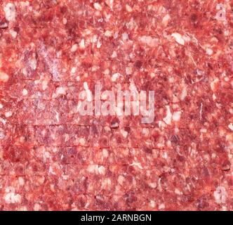 Strukturierter Hintergrund aus rohem Hackfleisch aus Fleisch Stockfoto