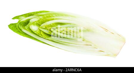 Hälfte der belgischen Endive (White Common Chicory) isoliert auf weißem Hintergrund Stockfoto