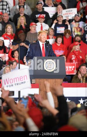 Wildwood, NEW JERSEY, VEREINIGTE STAATEN - 28. JANUAR 2020:Präsident Donald J. Trump spricht während einer Wahlkampfveranstaltung im Wildwood Convention Center am 28. Januar 2020 in Wildwood, New Jersey. Stockfoto