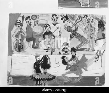 Ausstellung Kinderzeichnungen Kinder und Farben in Amsterdam Datum: 18. Januar 1957 Ort: Amsterdam, Noord-Holland Schlagwörter: Ausstellungen Stockfoto