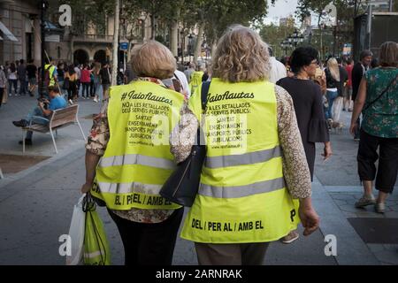 Barcelona. Sept. 2019. Demonstranten in Barcelona demonstrieren im zweiten großen Streik gegen den Klimawandel in diesem Jahr. Barcelona. Katalonien. Stockfoto