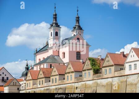 Alte Monks beherbergt das Kloster Post Camaldolese in Wigry innerhalb des Bezirks Suwalki, der polnischen Wojewodschaft Podlaskie Stockfoto