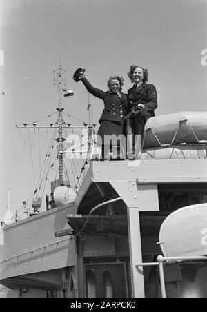 Die niederländische Fregatte Hr. Frau Dan. "Johan Maurits van Nassau" in Habour Datum: 16. Juni 1947 Schlüsselwörter: Fregatten Stockfoto