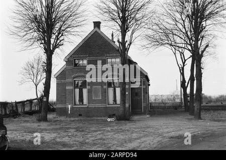 Fixpunkte Kulturdienst Haus in der Nähe von Onstwedde (Unterabteilung Pompolder) Anmerkung: O-90. Unstwedde Schlüsselwörter: Bodenkonsolidierung, Geländemodifikationen Stockfoto